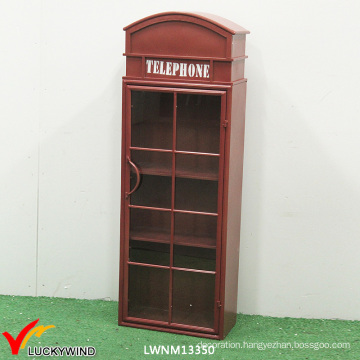 Telephone Booth Metal Rustic Bookcase with Glass Doors